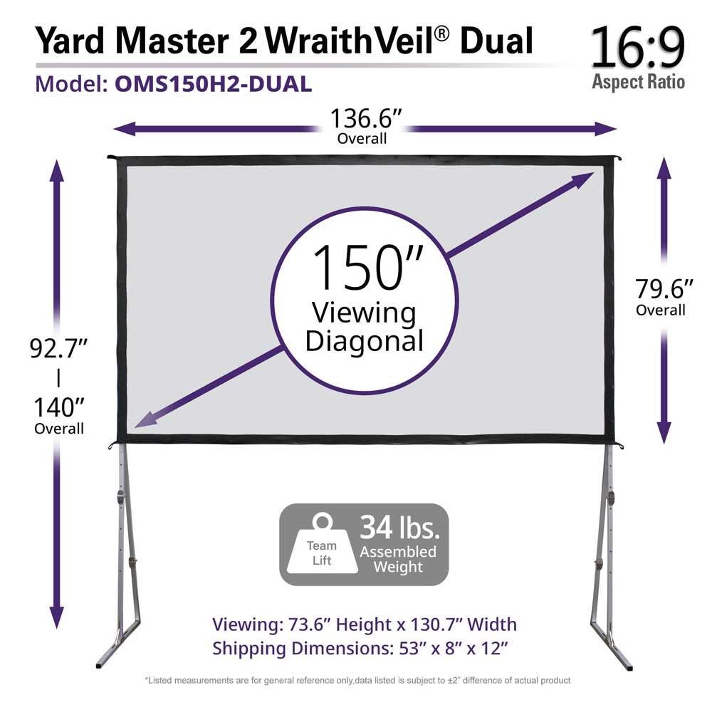 Elite Screens 150 169 Outdoor Screen With Both Rear And Front Projection