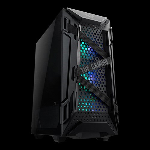 Asus GT301 Tuf Gaming Case Black Atx Mid-Tower Compact Case, Tempered Glass Panel, Honeycomb Panel, 4 Pre-Installed Fans, 3X 120MM Argb DC 1X120MM DC