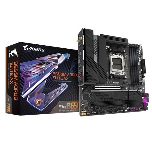 Gigabyte B650M Aorus Elite Ax 1.3 Amd Am5 Atx Motherboard 4X DDR5~128GB,2x PCIe X16, 2X M.2, 4X Sata 6, 7X Usb 3.2, 1X Usb-C, 4X Usb 2.0