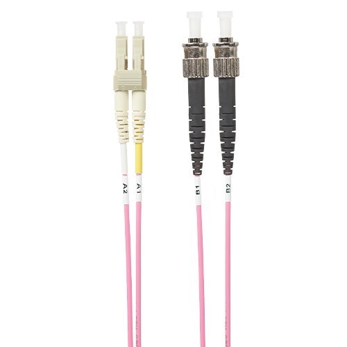 4Cabling 5M LC-ST Om4 Multimode Fibre Optic Cable | Salmon Pink