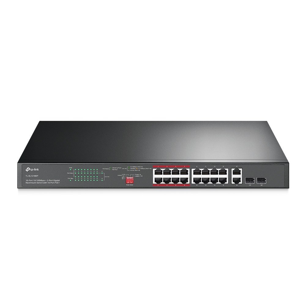 TP-Link TL-SL1218MP | 16-Port 10/100 MBPS + 2-Port Gigabit Rackmount Switch With 16-Port PoE+