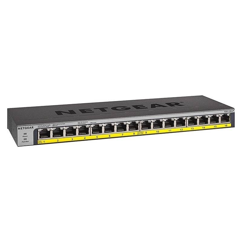 Netgear (GS116LP) 16-Port Unmanaged Switch, Poe+(16) 76W (Upg To 183W), Life WTY