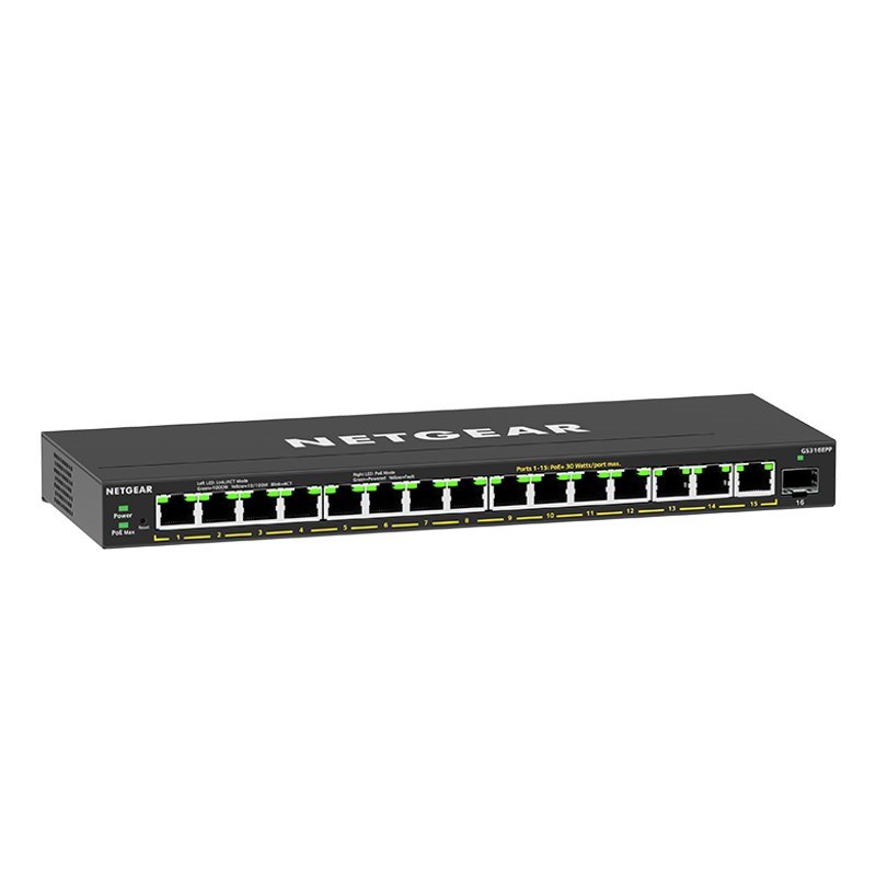 Netgear (Gs316epp) 16-Port Web Manged Switch, Poe+(16) 231W, 2YR