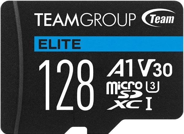 Team Group Elite A1 MicroSDXC Memory Card 128GB, R/W (Max) 100MB/s 50MB/s, 1500/500 IOPs, V30, Uhs-I U3 With SD Adapter