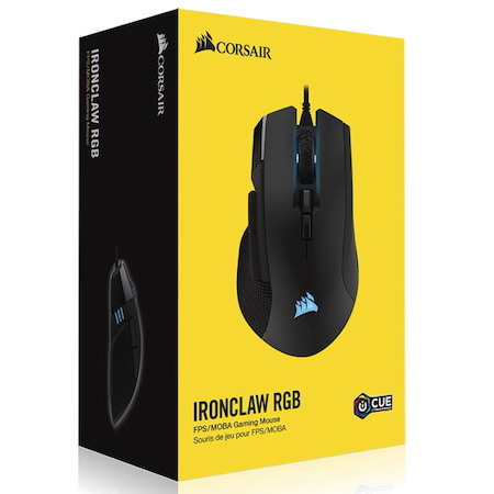 Corsair Ironclaw RGB, Fps/Moba Gaming Mouse, Black, Backlit RGB Led, 18000 Dpi, Optical