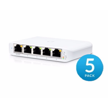 Ubiquiti Usw Flex Mini - 5 Port Managed, UniFi, Layer 2 Gigabit Switch - 1X PoE Input - 5 Pack