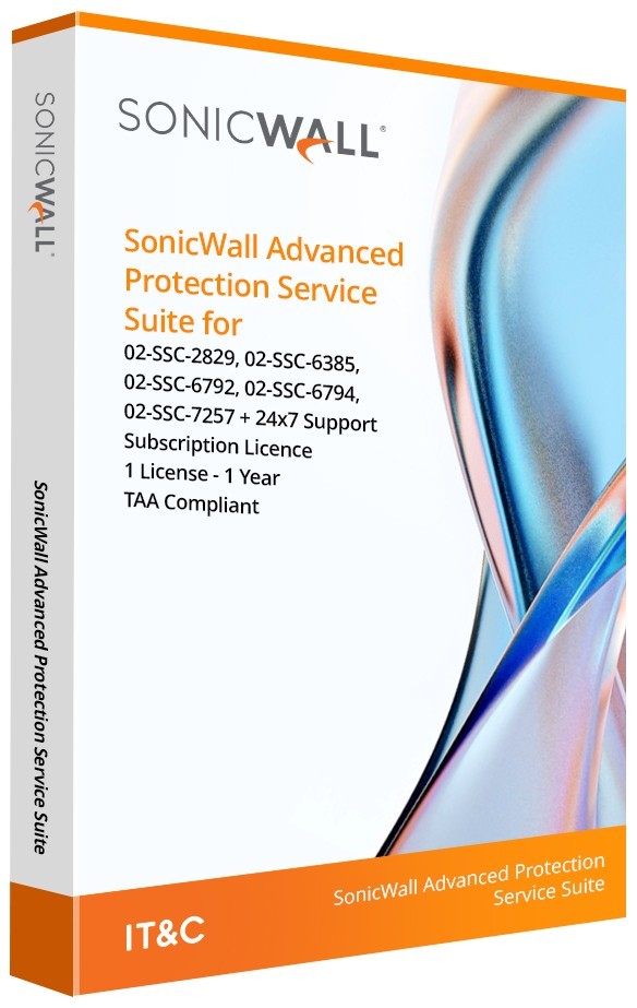 SonicWall Advanced Protection Service Suite for 02-SSC-2829, 02-SSC-6385, 02-SSC-6792, 02-SSC-6794, 02-SSC-7257 + 24x7 Support - Subscription Licence - 1 License - 1 Year - TAA Compliant