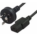 Cabac 2M 10Amp Y Split Power Cable With Au/Nz 3-Pin Male Plug 2xIEC F C13 Socket & Cord For PC & Monitor To Wall Power Socket Unbagged