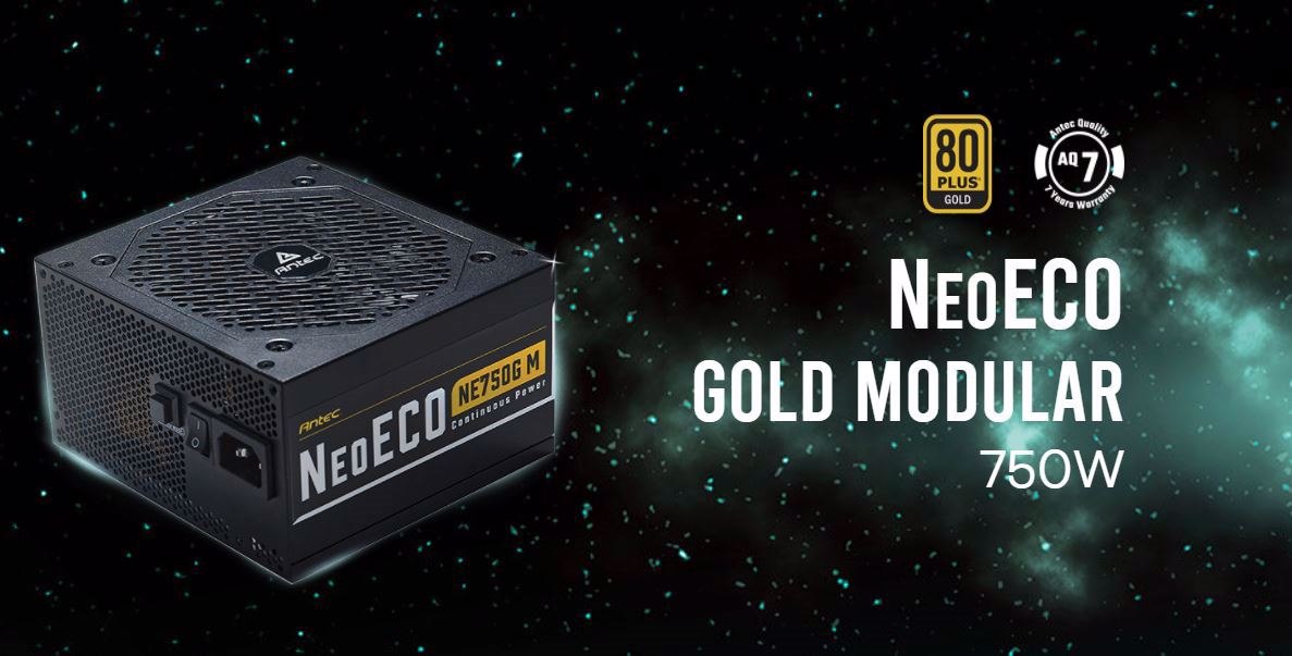 Antec Ne 750W 80+ Gold, Fully-Modular, 1X Eps 8Pin, 120MM Silent Fan, Japanese Caps, Atx Power Supply, Psu, 7 Years Warranty