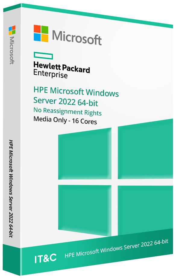 HPE Microsoft Windows Server 2022 64-bit No Reassignment Rights - Media Only - 16 Cores