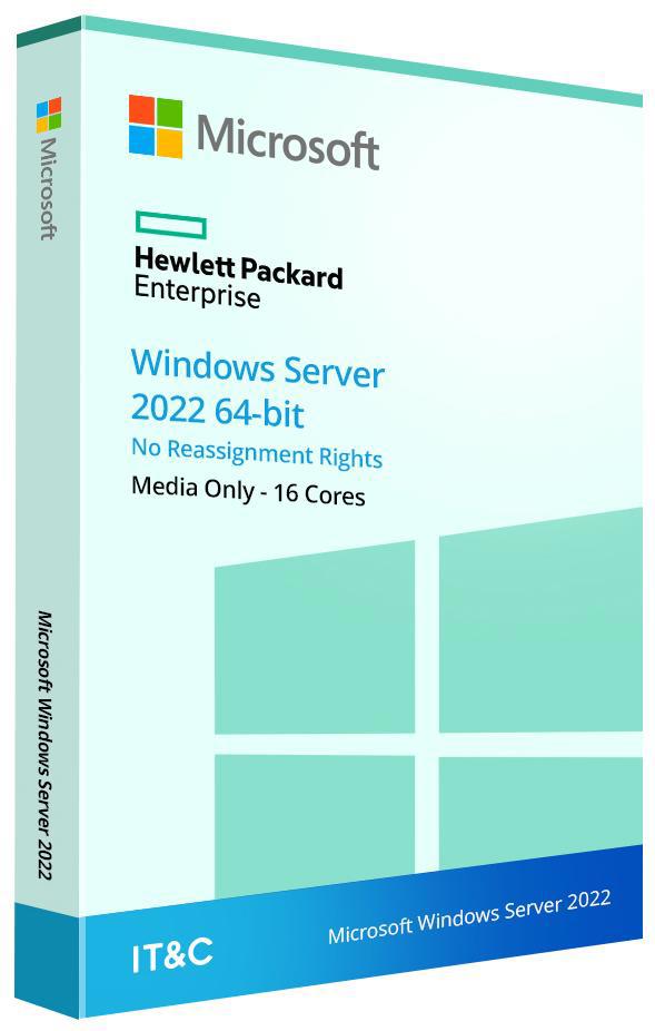 HPE Microsoft Windows Server 2022 64-bit No Reassignment Rights - Media Only - 16 Cores