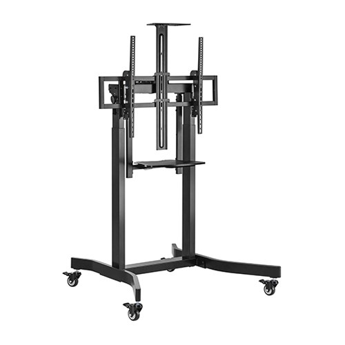 Brateck Deluxe Motorized Large TV Cart With Tilt, Equipment Shelf And Camera Mount Fit 55'-100' Up To 120Kg - Black