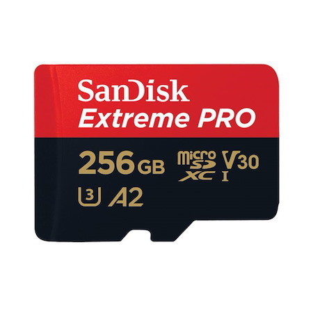 SanDisk Extreme Pro 256GB microSD SDXC SDXC Uhs-I 200MB/s 140MB/s V30 U3 A2 4K Uhd Shock Temperature Water & X-Ray Proof With SD Adaptor