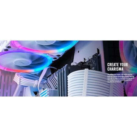 Antec Fusion 5X 120MM Argb PWM HB White Fans + Argb Controller, 57.93 CFM, Ap 2.11, Noise Level 31.21. Woven Cable, PMW Daisy Chain Design, 3 YRS WTY