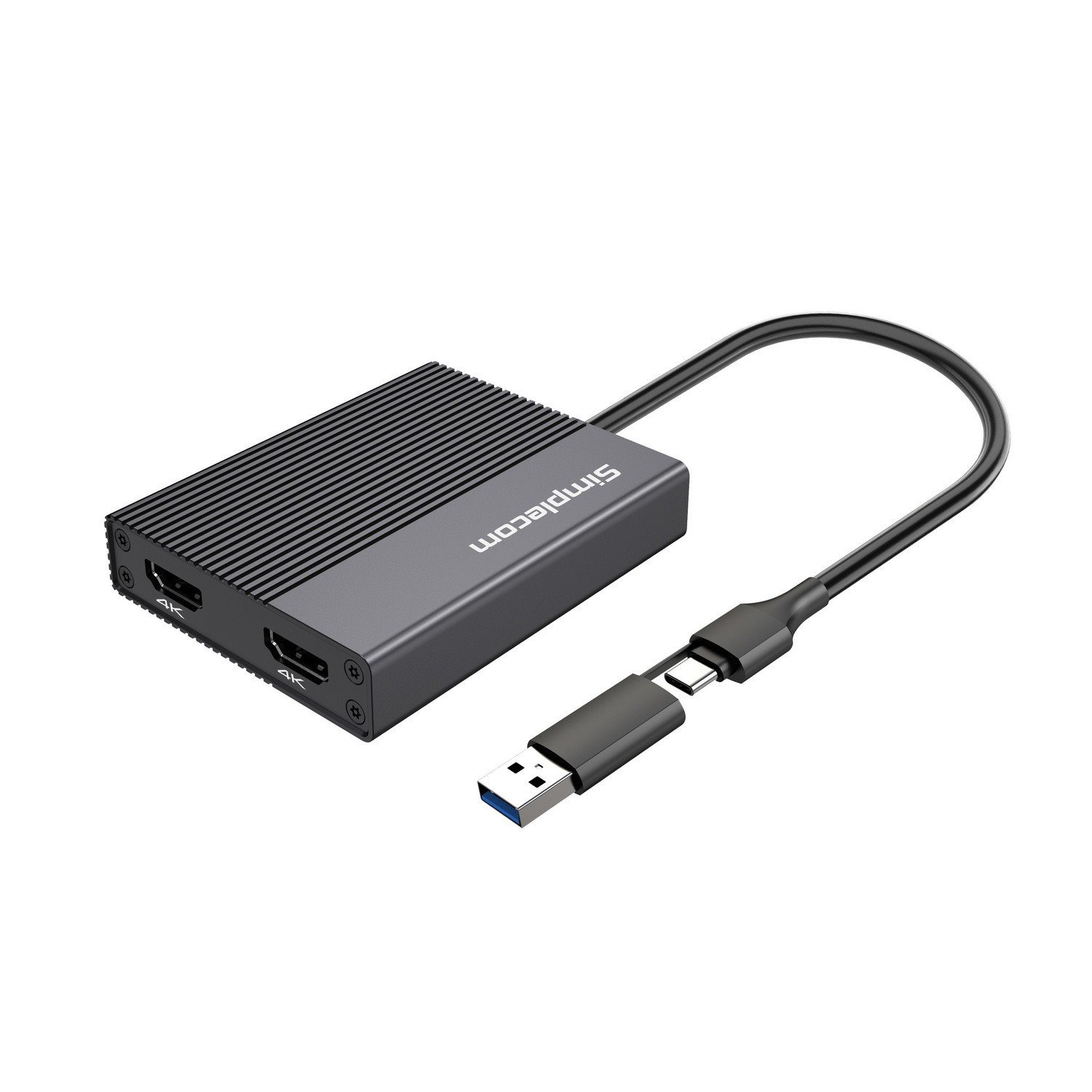 Simplecom Da369 Usb 3.0 Or Usb-C To Dual 4K Hdmi 2.0 Display Adapter For 2X 4K@60Hz Extended Screens