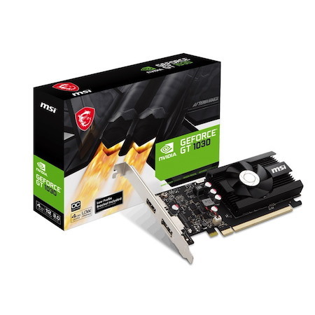 Msi nVidia GeForce GT 1030 4GD4 LP Oc Video Card, PCI-e 3.0, 1430 MHz Boost Clock, 1189 MHz Base Clock, 1X Hdmi 2.0, 1X Dvi(New)