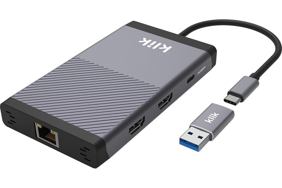 Klik Universal Usb-C DisplayLink Dual Hdmi Multi-Port Adapter