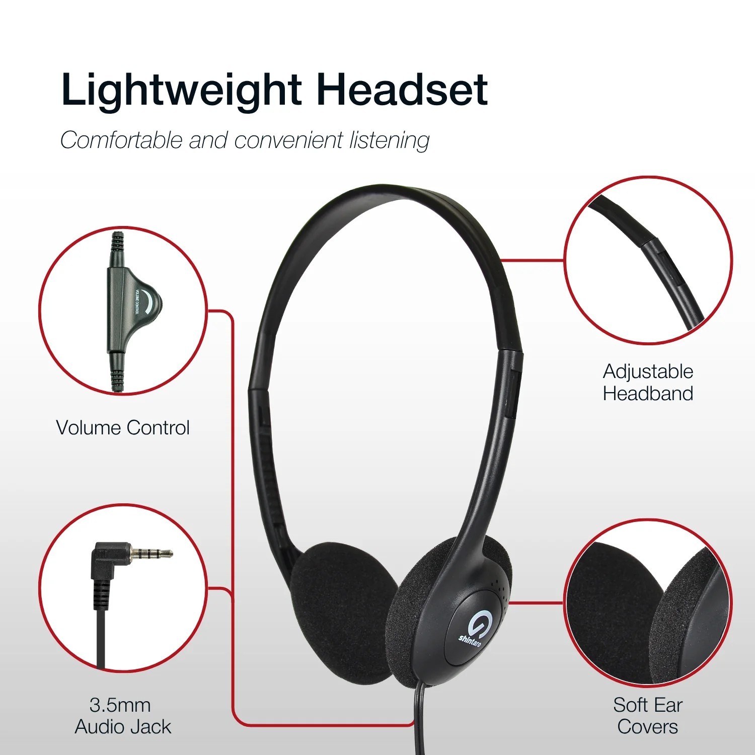 Shintaro Light Weight Headphone + Volume Control + Audio Jack