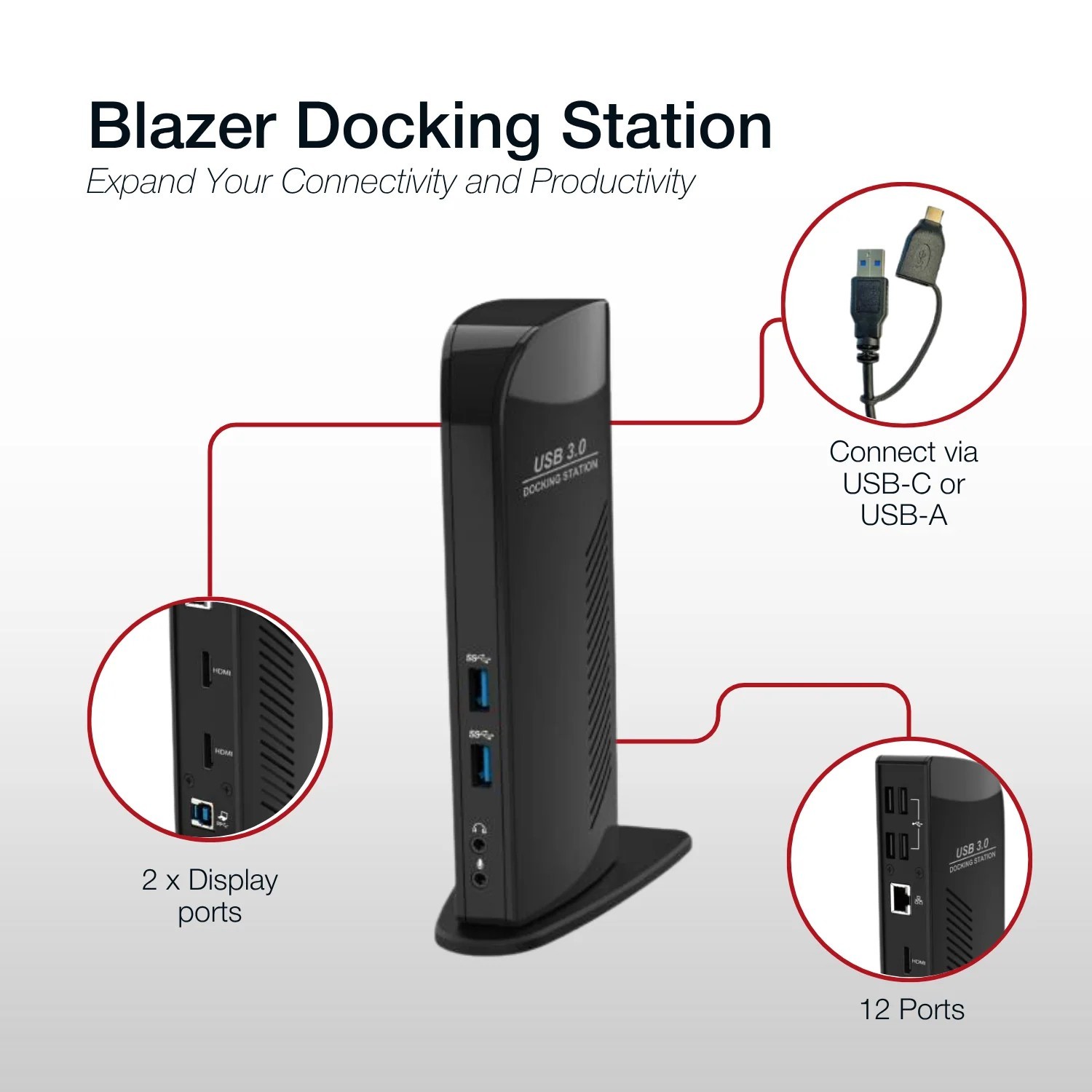 Shintaro Blazer Usb3.0 Usb-A/Usb-C Dual Display Docking Station