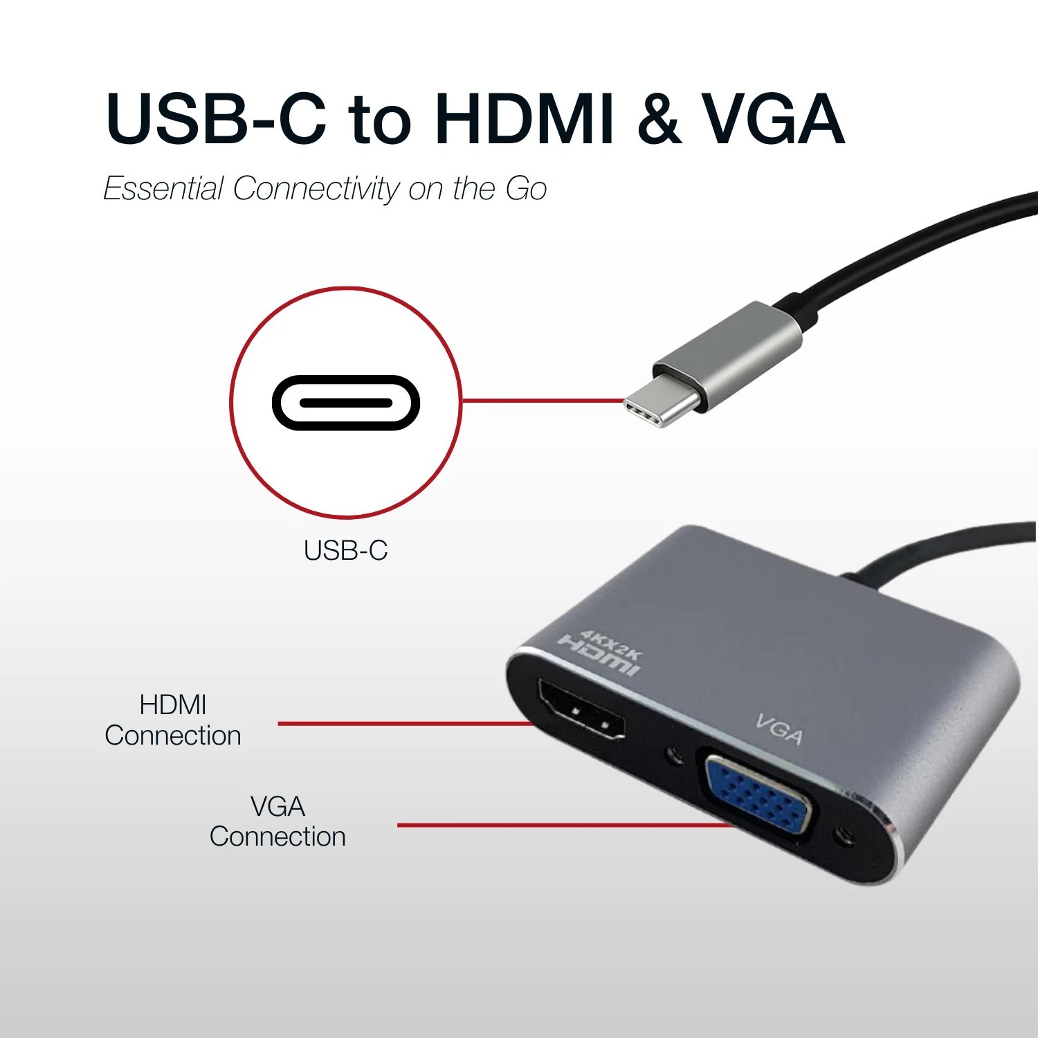 Shintaro Usb-C To 4K Hdmi &Amp; 1080P Vga Hub