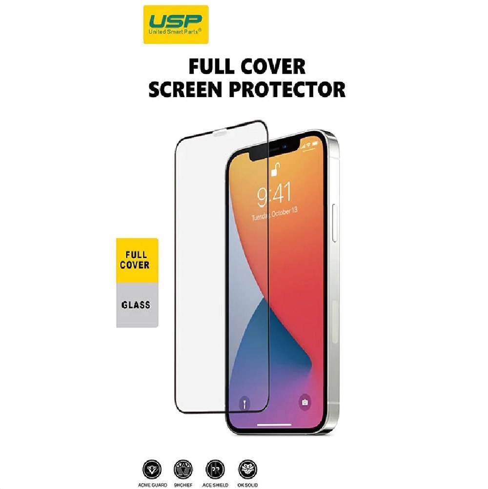 Usp Apple iPhone 14 / iPhone 13 / iPhone 13 Pro Tempered Glass Screen Protector : Full Coverage, 9H Hardness, Bubble-Free, Anti-Fingerprint