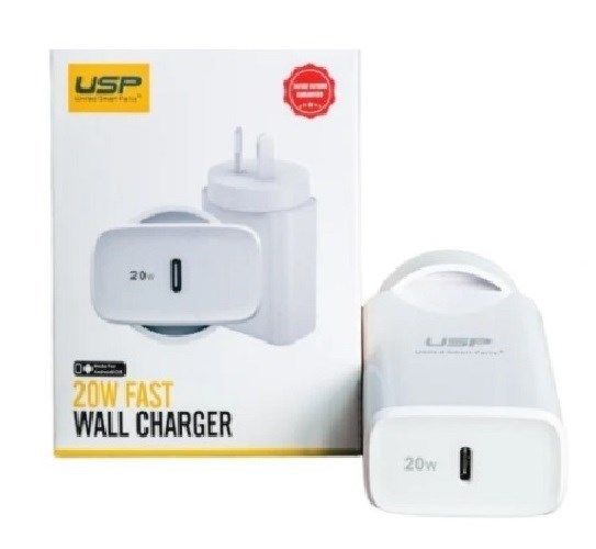 Usp 20W Usb-C PD Fast Wall Charger White - Extremely Compact Plug Makes It Ideal For Home, Office And Travel