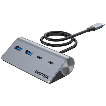 Unitek 4-In-1 Usb-C 5Gbps Hub (2xUSB-A 5Gbps + 2xUSB-C 5Gbps), With Usb-C Power Port, Space Gray, Unitek Gift Box