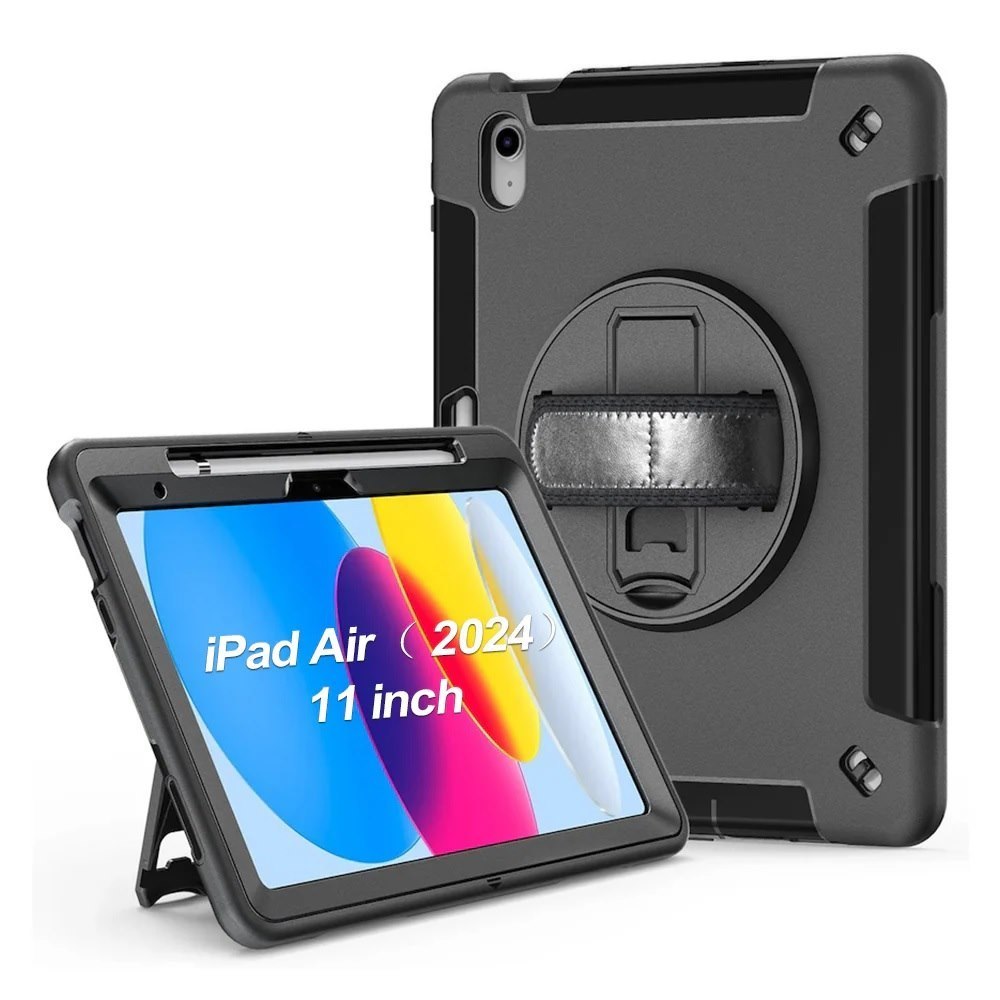 Usp Generic Rugged Apple iPad Air M2 (11') (6TH Gen)/ iPad Air (10.9') (5TH/4TH Gen)/ iPad Pro (11') (6TH/5TH/4TH/3RD Gen) Case Black - Built-in-Kickstand