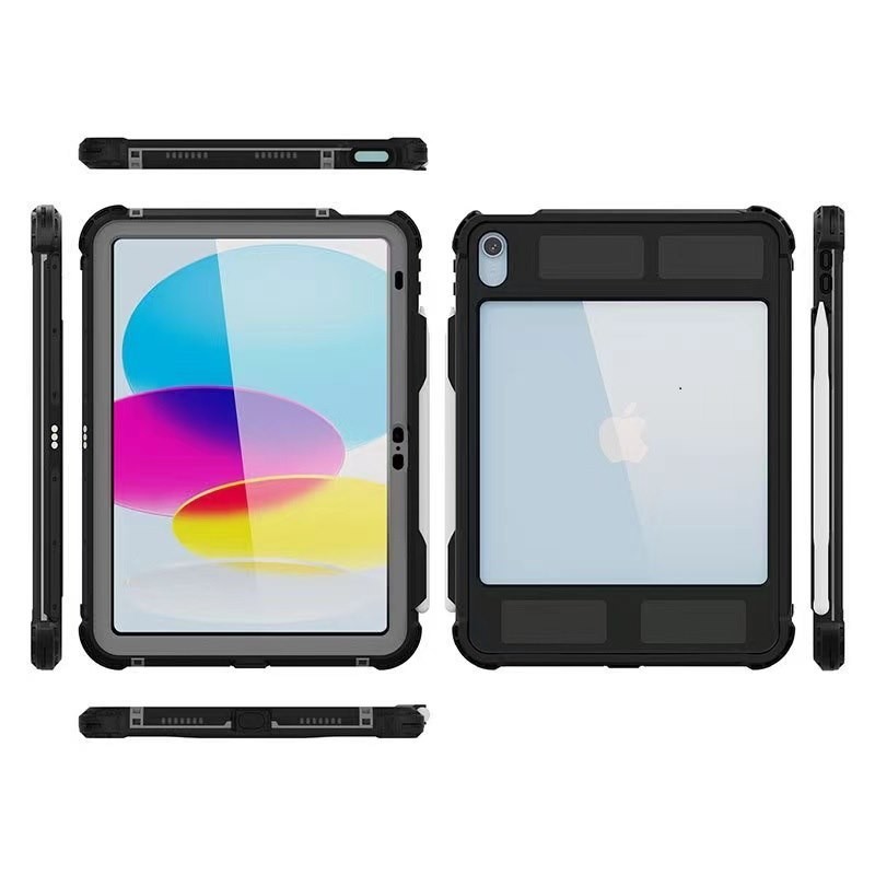 Usp Apple iPad (10.9') 11TH Gen (A16) / iPad 10TH Gen WaterProof Case Black - Support Smart Control Keyboard, 360° Rotation, DustProof, SnowProof