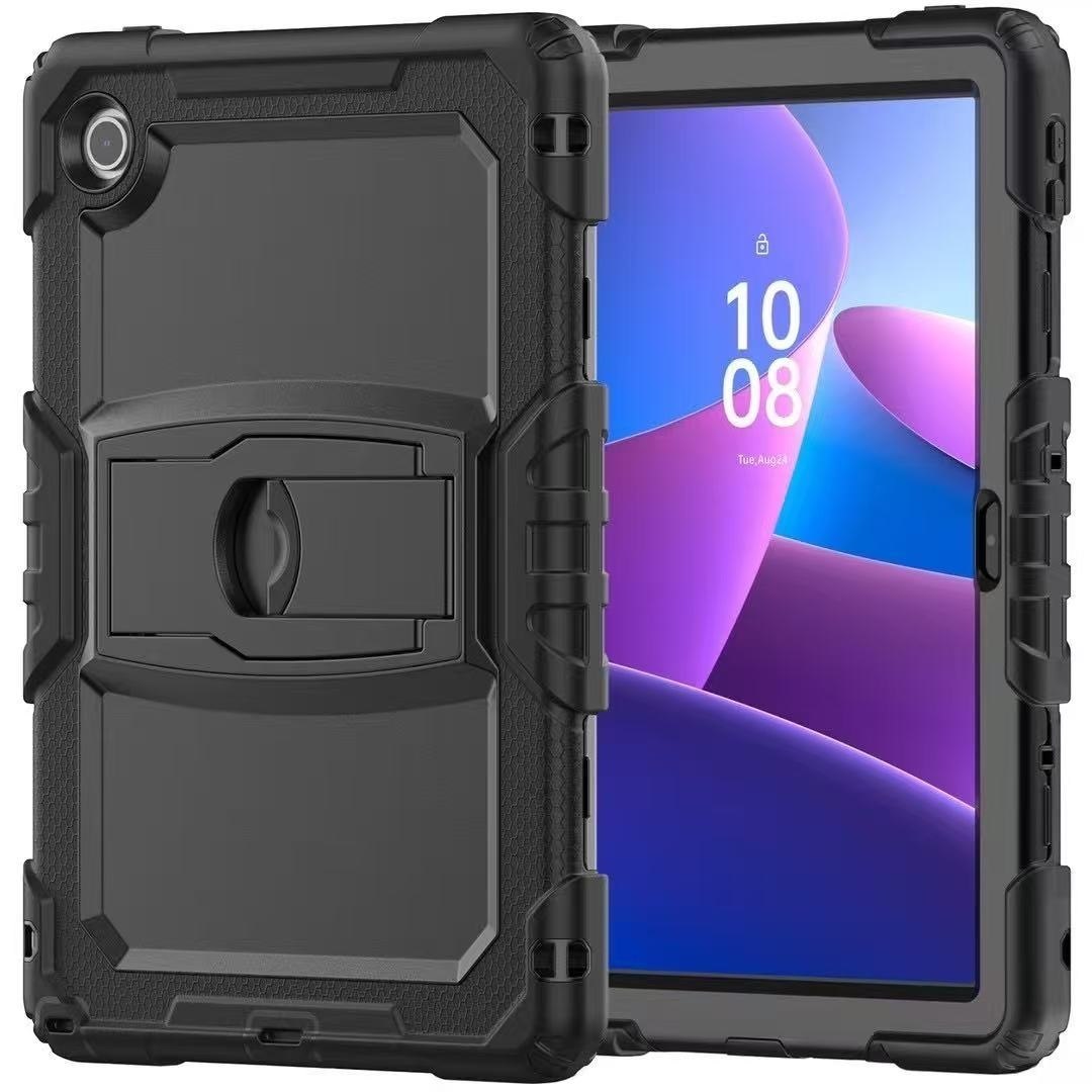 Usp Rugged Lenovo Tab 10.1 Case Black - Built-in-Kickstand, Adjustable Hand Strap, Shoulder Strap, DropProof, ShockProof