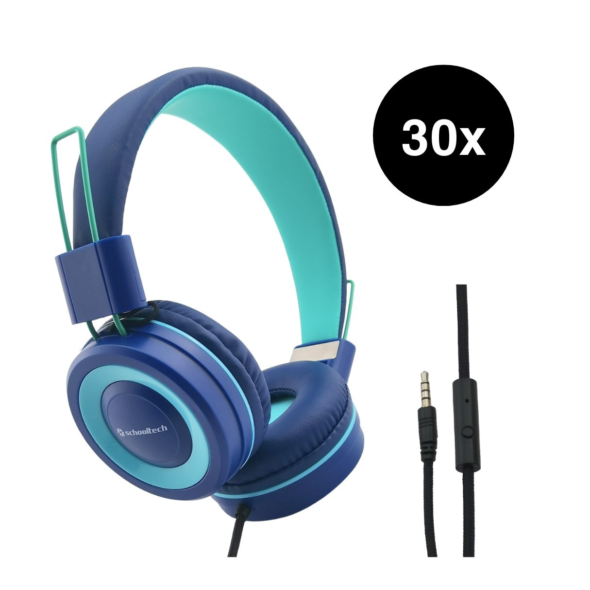 SchoolTech Extra Sturdy Headphones With Mic - Pack Of 30