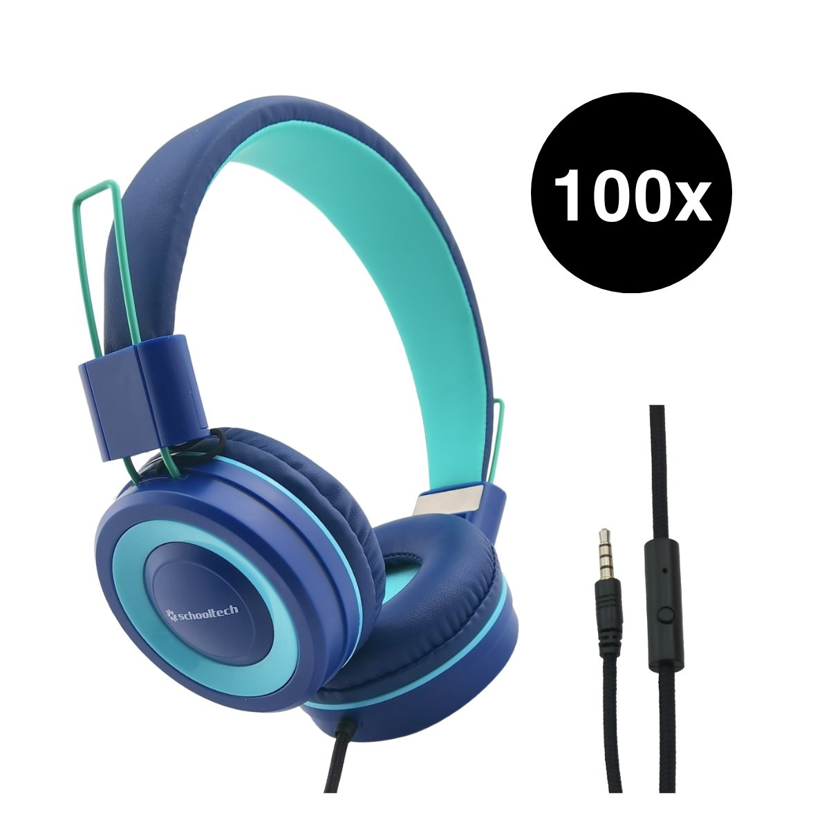 SchoolTech Extra Sturdy Headphones With Mic - Pack Of 100