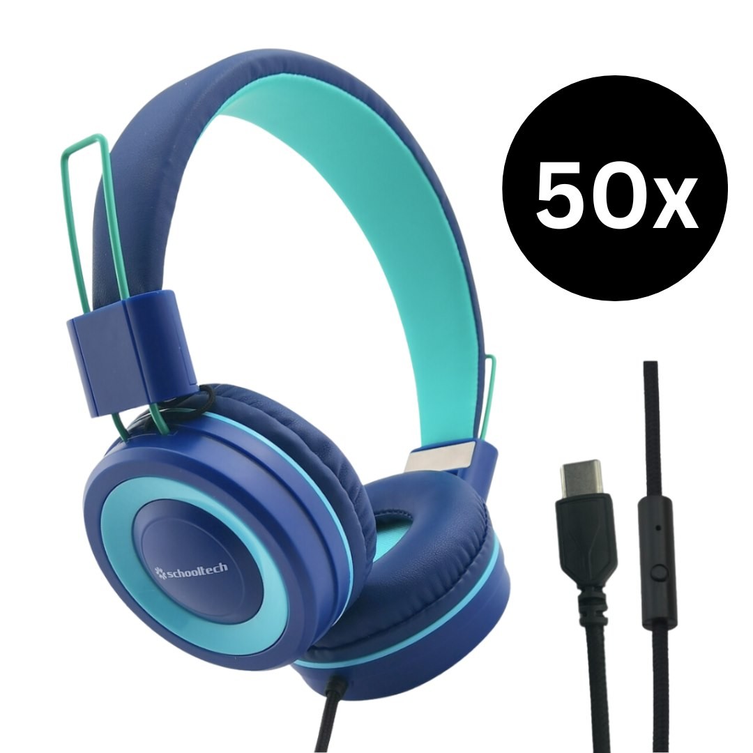 SchoolTech Usb-C Extra Sturdy Headphones - Pack Of 50