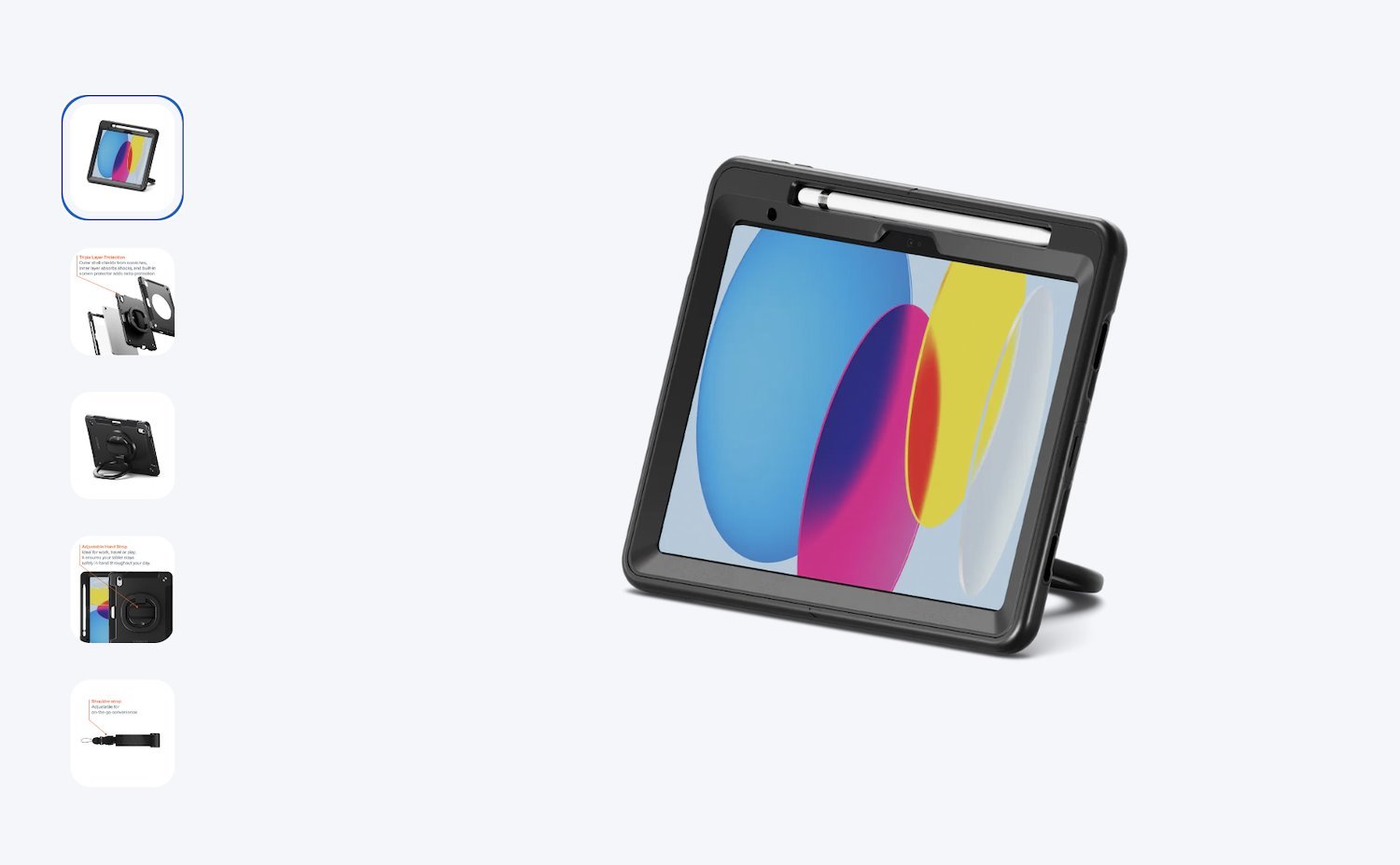 GripStand Case for iPad A16 / 10th Heavy Duty A16 Hand Strap