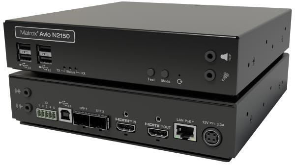 Matrox Avio N2150 Ip KVM Extender With Ipmx, ST2110 Support. 2X Hdmi, 4X Usb 2.0, 2X SFP Cages, 1X RH45 With PoE+, 3 YR WTY