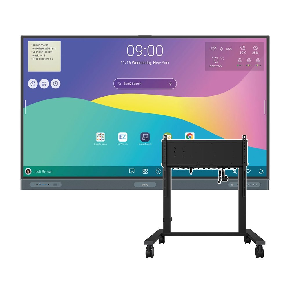 Benq 75 RP7504 4K 450 Nits Android 13 And Mt02e Motorised Height Adjustable Trolley