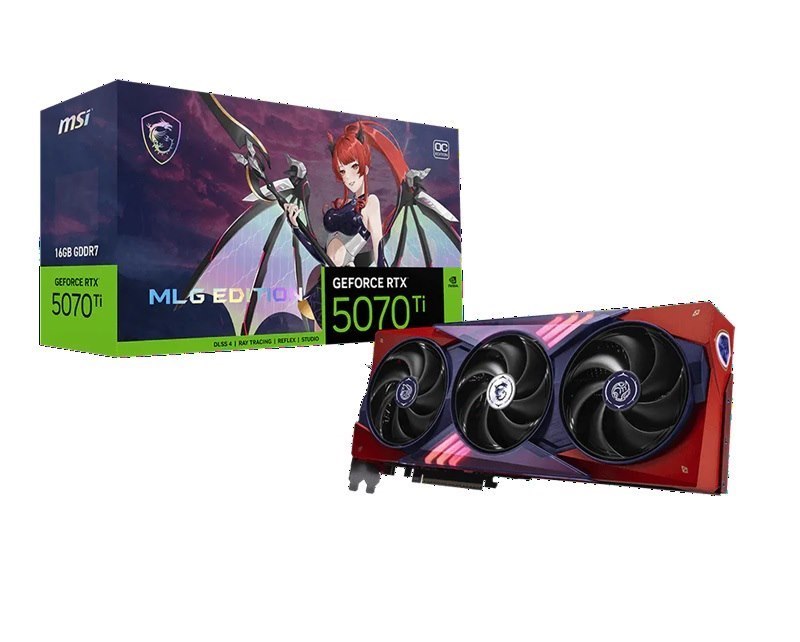 Msi nVidia GeForce RTX 5070 Ti 16G MLG Edition Oc, 8960 Cuda, 16GB GDDR7 256-Bit, 28Gbps, 2580MHz, PCIe 5.0, DPx3, HDMI2.1b, 300W, 3YR WTY