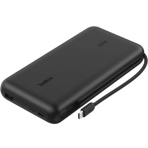 Belkin UltraCharge Pro 25K mAh Laptop Power Bank With 140W Integrated Usb-C Cable (35CM) - Black (BPB039fqBK), 1X Usb-C, 1X Usb-A, 2 Years Warranty