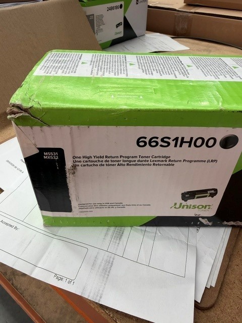 Lexmark 66S1H00 Black High Yield Return Toner Cartridge Box Damaged Unit