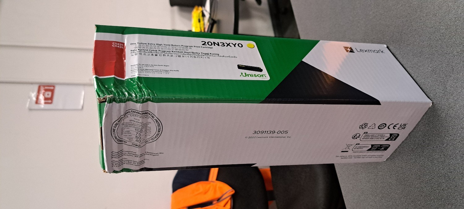 Lexmark 20N3XY0 Yellow Extra High Yield Return Program Box Damaged