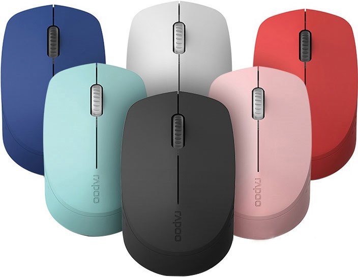 Rapoo M100 2.4GHz & Bluetooth 3 / 4 Quiet Click Wireless Mouse Red - 1300Dpi Connects Up To 3 Devices, Up To 9 Months Battery Life