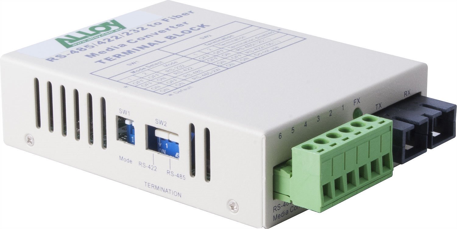 Alloy SCR460SC-4 RS-232/422/485 Serial Terminal To Single Mode Fibre Converter. Max. Range 20Km