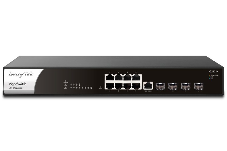 DrayTek VigorSwitch Q2121X 4 STP+ 10G Ports. 8 X 2.5G ports/24Gb. L2+