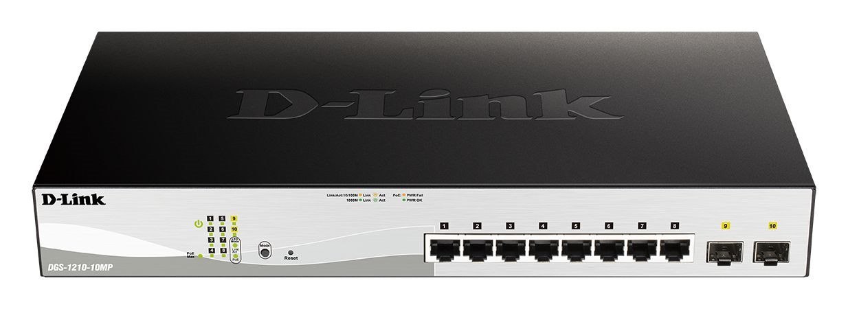 D-Link DGS-1210 DGS-1210-10MP 8 Ports Manageable Ethernet Switch - Gigabit Ethernet - 10/100/1000Base-T, 1000Base-X