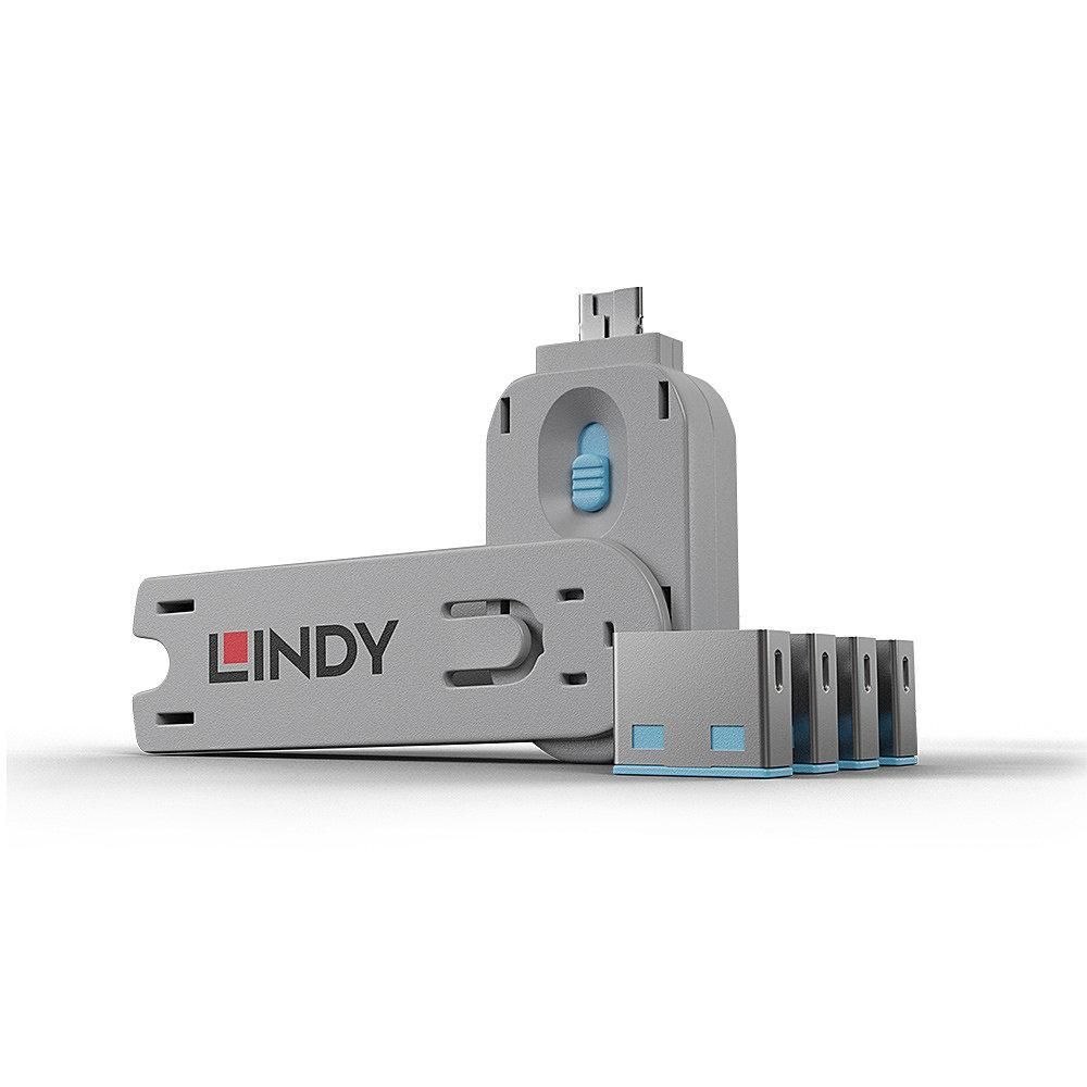 Lindy Usb Port Blocker 4P Blue w/Key
