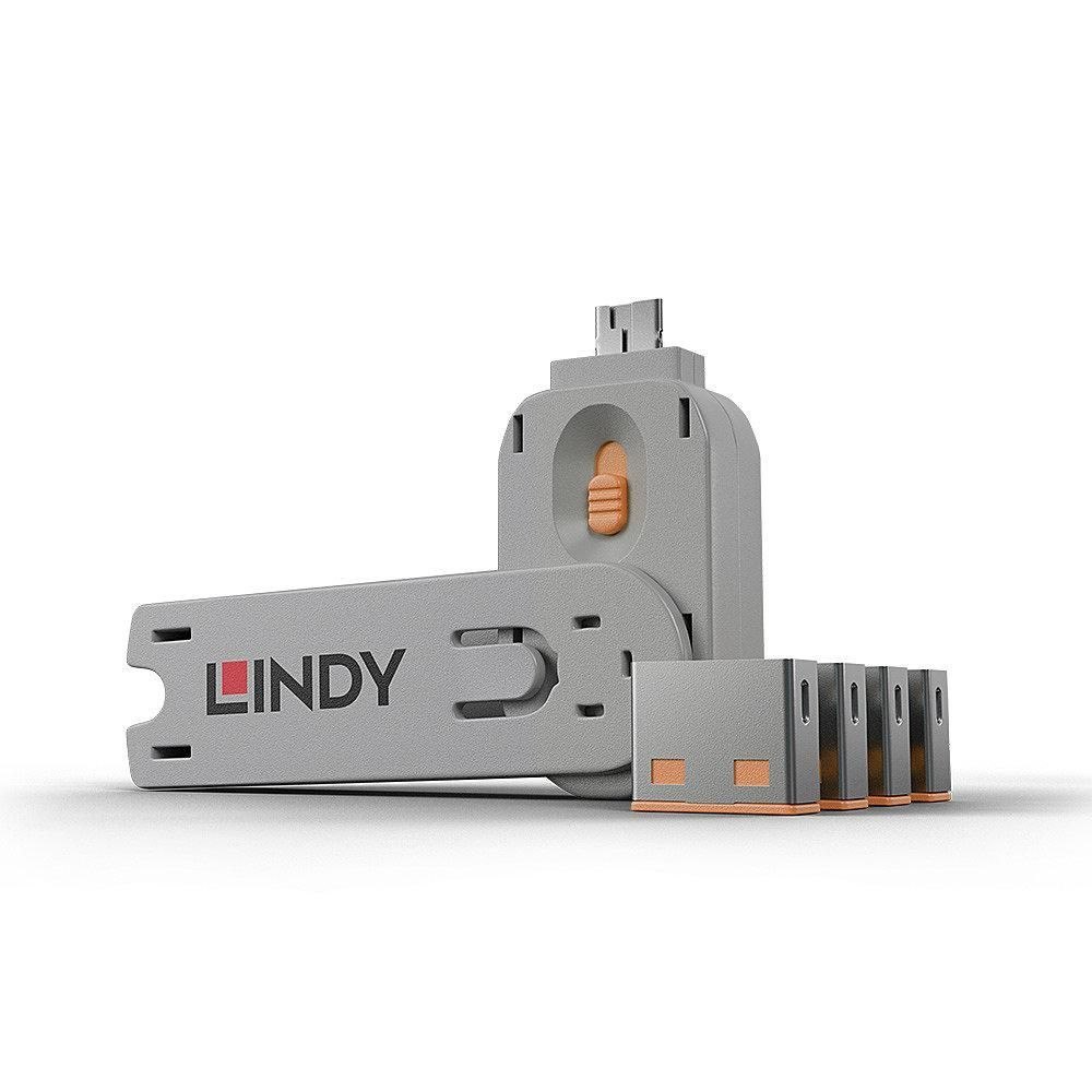 Lindy Usb Port Blocker Pack 4 Orange