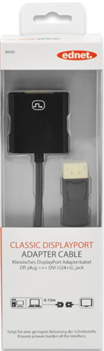 Ednet DisplayPort (M) To Dvi-I (F) Adapter Cable 84505