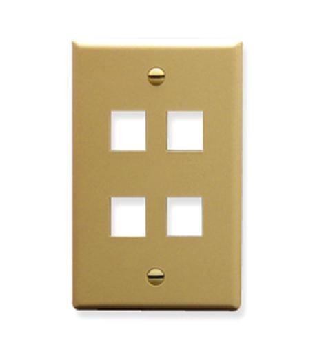 Icc Faceplate, Flat, 1-Gang, 4-Port, Ivory