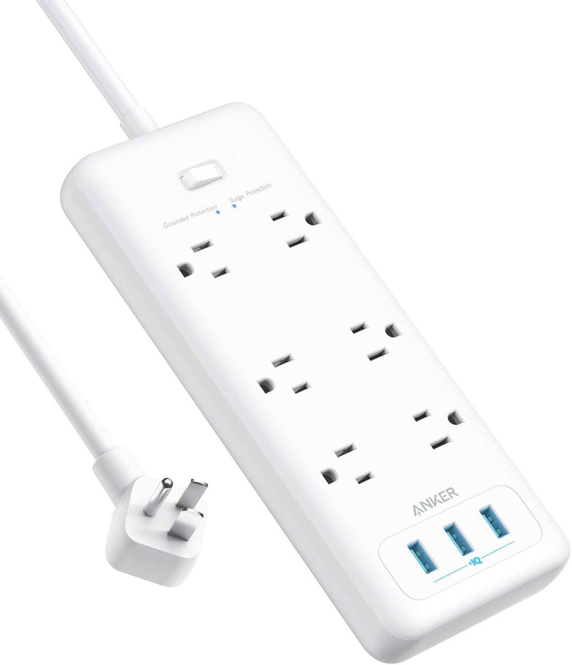 Anker Power Strip with USB, 6-Outlet & 3 PowerIQ USB Power Strip