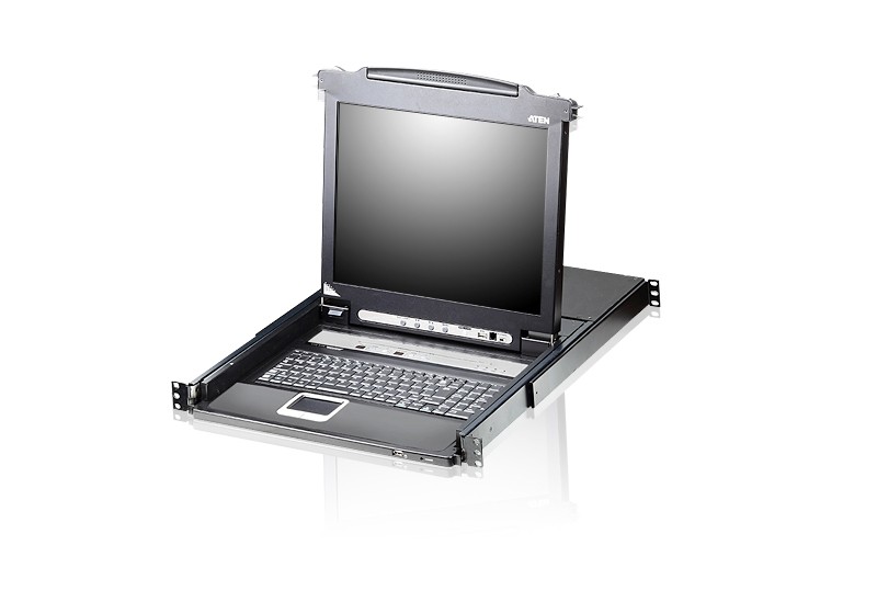 Aten 8 Port Rackmount Usb-Ps/2 Single Rail Slideaway 19' LCD KVMP Switch With Front Usb And D/Chain